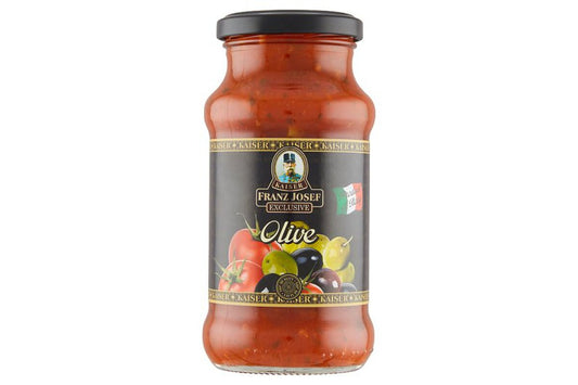 Olive paradajková omáčka so zelenými a čiernymi olivami 350 g