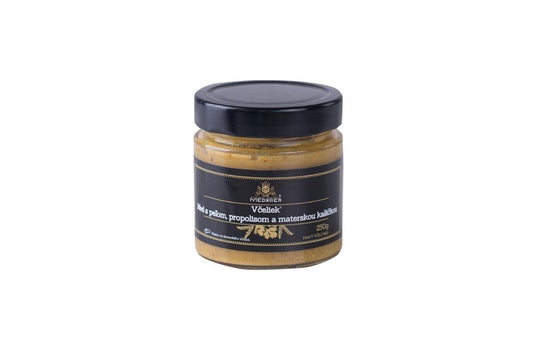 Med s peľom, propolisom a materskou kašičkou 250 g Medáreň