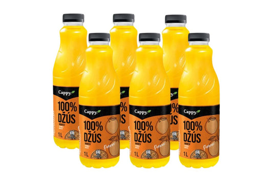 1x kartón - Džús Cappy 100% Pomaranč 1 l 6 ks